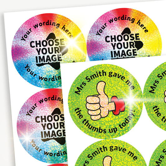 70 Design Your Own Holographic Stickers - 35mm