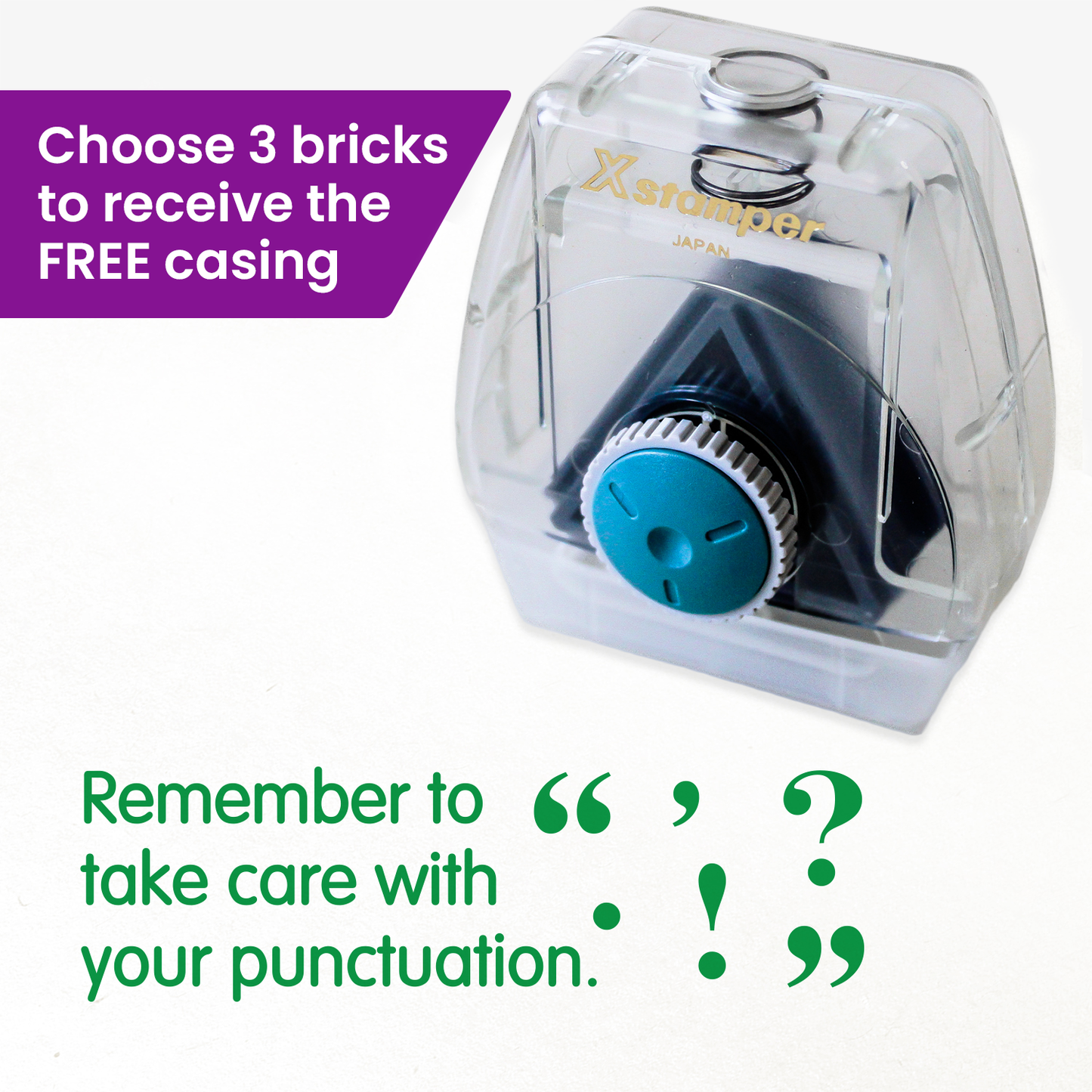 Take Care With Punctuation Twist N Stamp Brick - Green